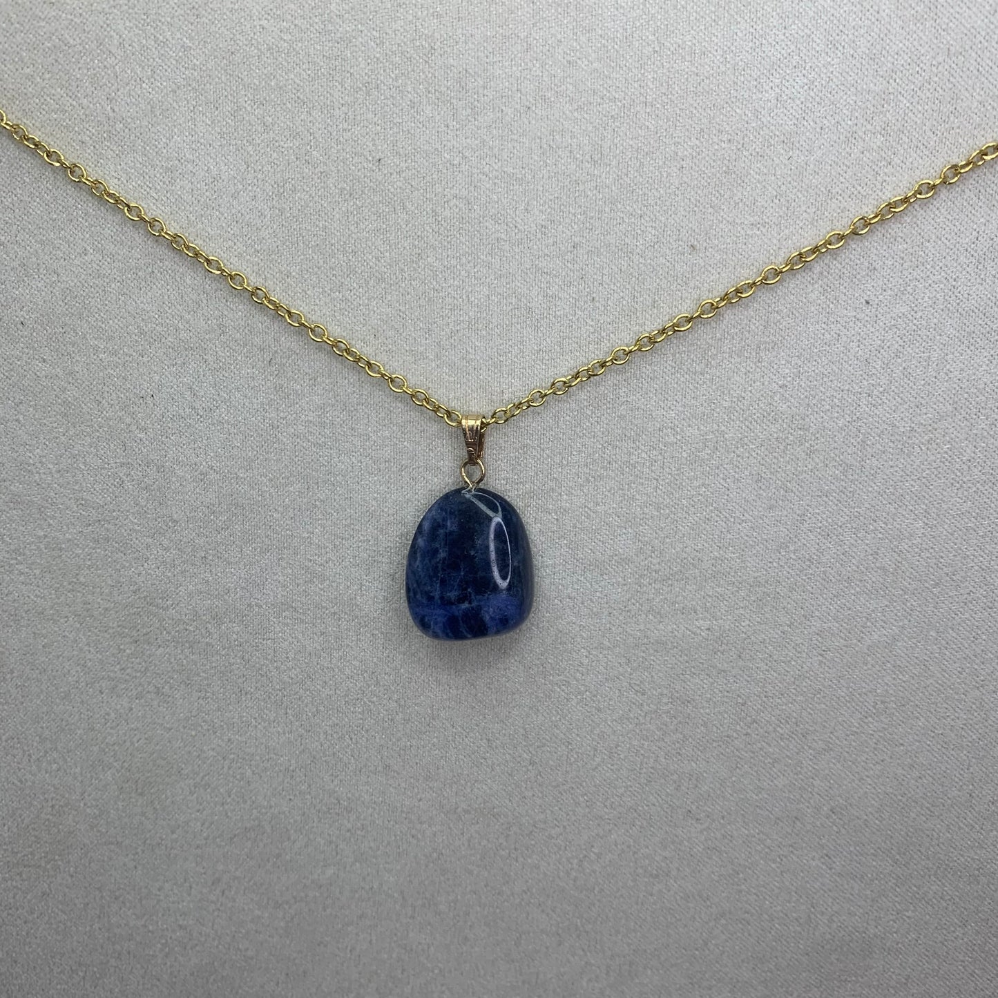 Collier pendentif - lapis | pierre roulée