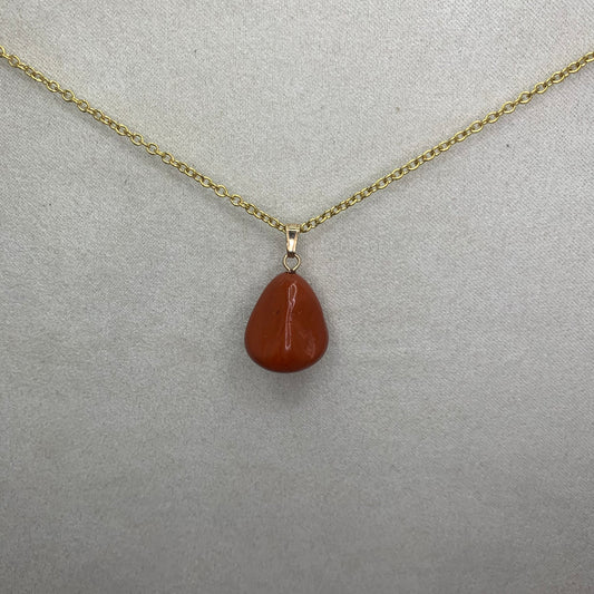 Necklace pendant - red jasper | tumbled stone