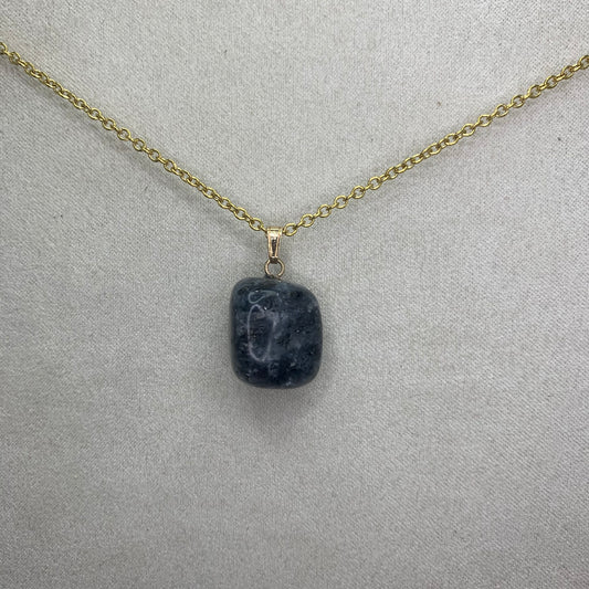 Necklace pendant - black obsidian | tumbled stone