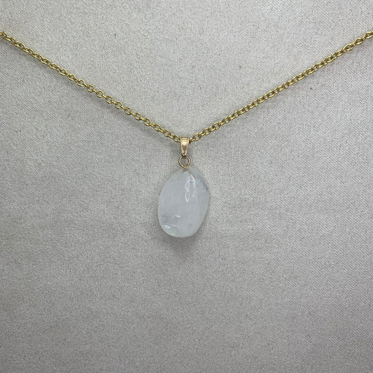 Necklace pendant - rock crystal | tumbled stone