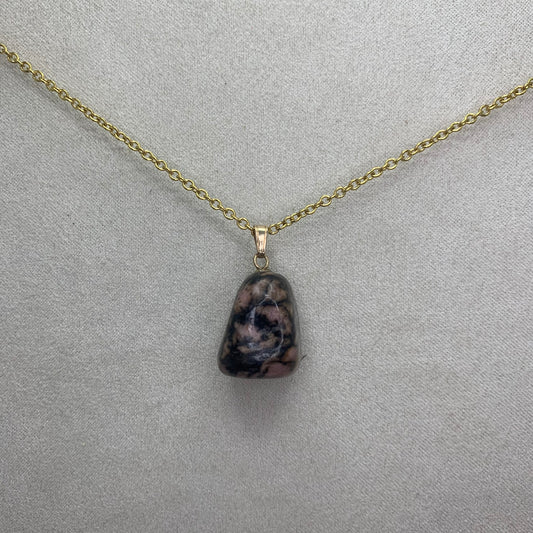 Necklace pendant - rhodonite | tumbled stone